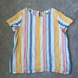 C&C California 100% Linen Rainbow Top
